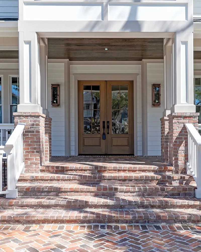 1829 Powell Place — covered brick front entry with double doors